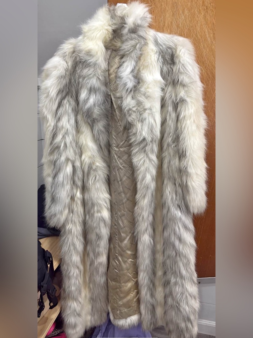 Eybi and Casper Full Length Faux Fur Coat Size Medium